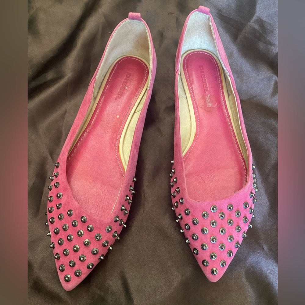 Diesel Pink Studded Flats